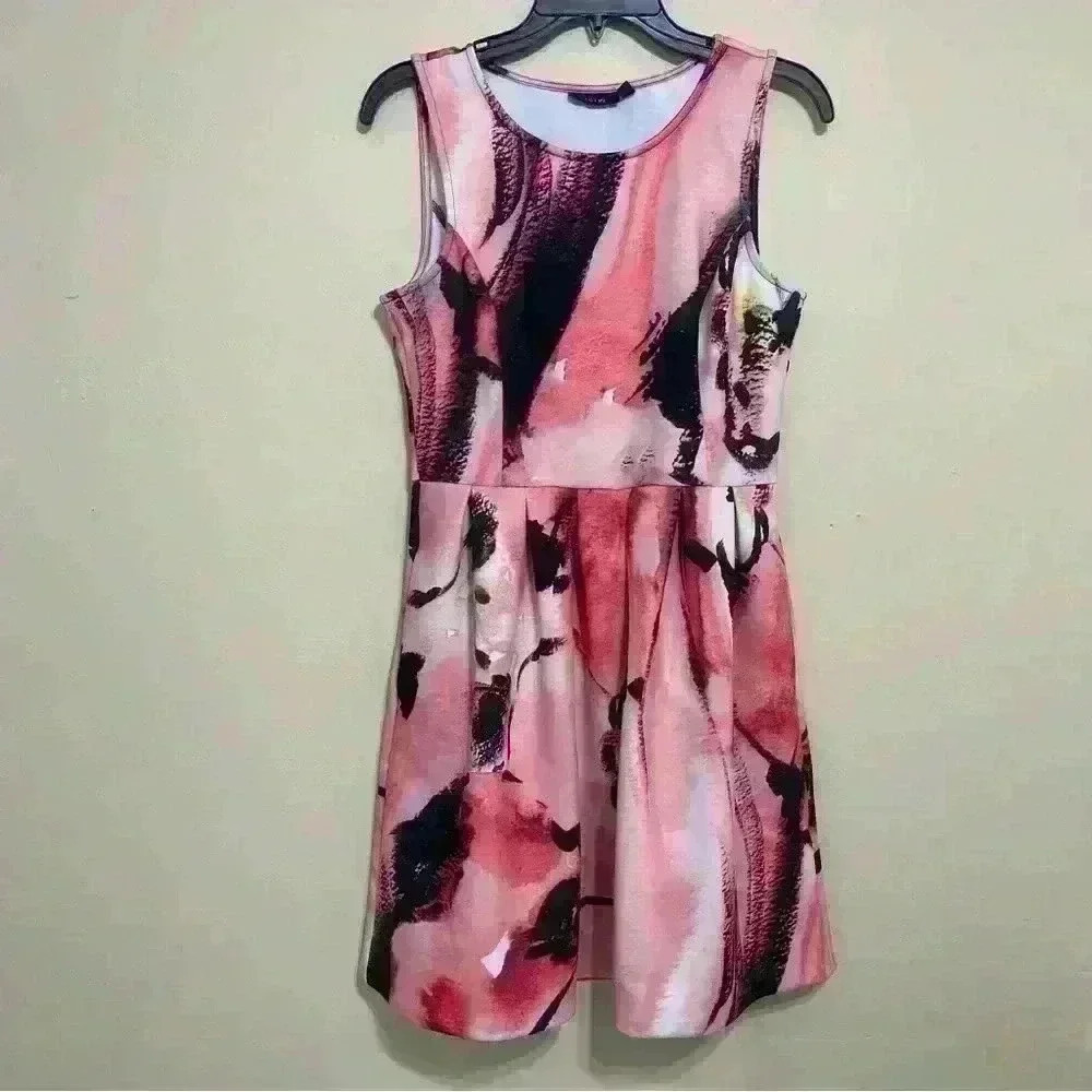 Apt 9 Women’s Pink Dress With Pockets Size 10 Abstract Design - Picture 2 of 10